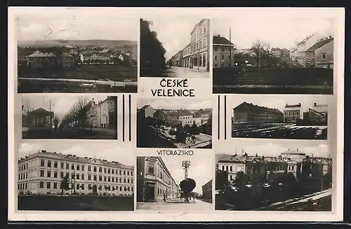 AK Ceske Velenice, Vitorazsko, Panorama, Strassenpartien