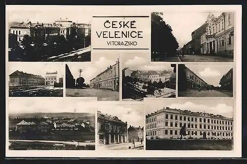 AK Ceské Velenice, Geschäft, Kino und Marktplatz