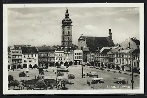 AK Böhm. Budweis, Marktplatz mit Rathaus