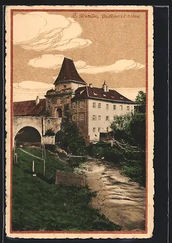 Künstler-AK C. Krumlov, Budejovika brana