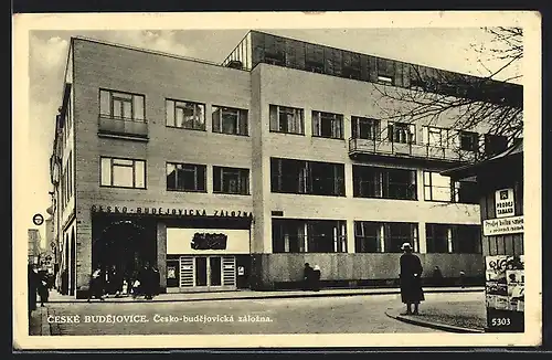 AK Budweis / Ceske Budejovice, Strassenpartie am Budweiser Vorschusskaffee