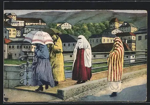 AK Mohamedanische Frauen mit Trachten in Bosnien