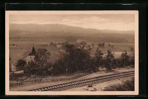 AK Babylon, Teilansicht mit Bahndamm