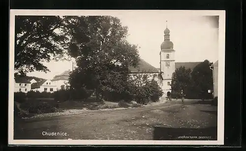 AK Chudenice, Blick zur Kirche