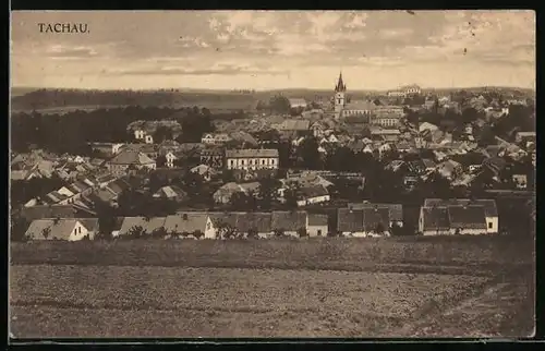 AK Tachau, Panorama mit Kirche