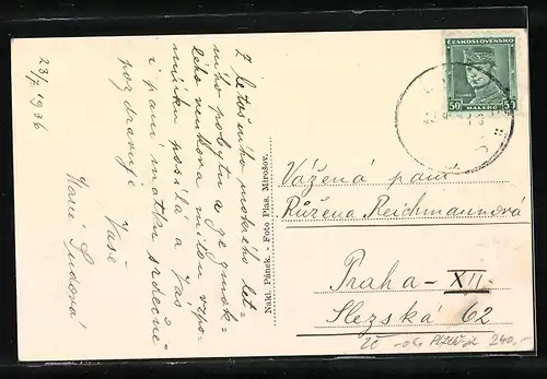 AK Nové Mitrovice, Ortspartie mit Kirche