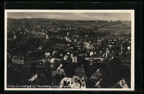 AK Neustädtel, Blick vom Schneeberg auf den Ort und das Bergrevier