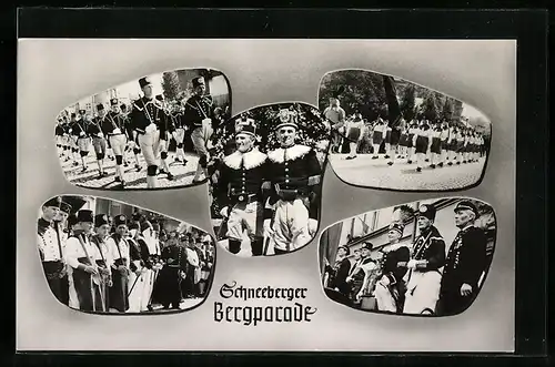 AK Schneeberg, Bergparade mit Uniformierten