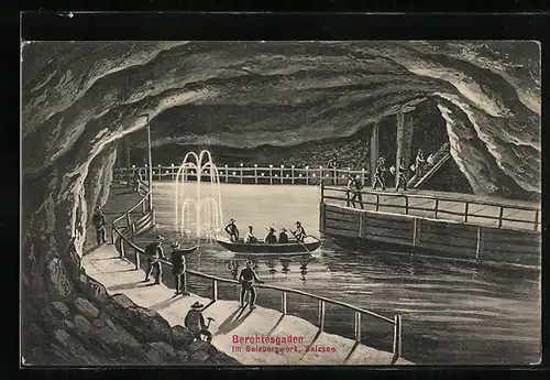 AK Berchtesgaden, im Salzbergwerk, Salzsee