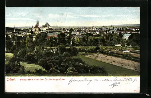 AK Erfurt, Panorama von der Grolmannshöhe