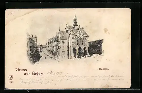 AK Erfurt, Rathaus mit Strasse