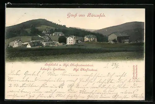 AK Bärenfels, Scharfe`s Gasthaus, Kgl. Oberförsterei, Hofehübel