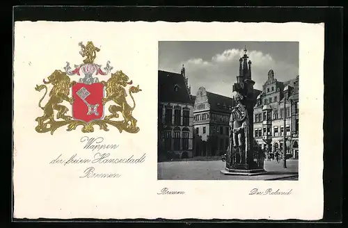 AK Bremen, Wappen der freien Hansestadt, Der Roland