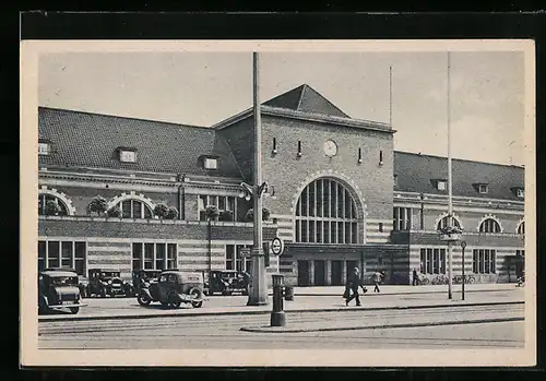 AK Münster /Westf., Hauptbahnhof im Sonnnenschein
