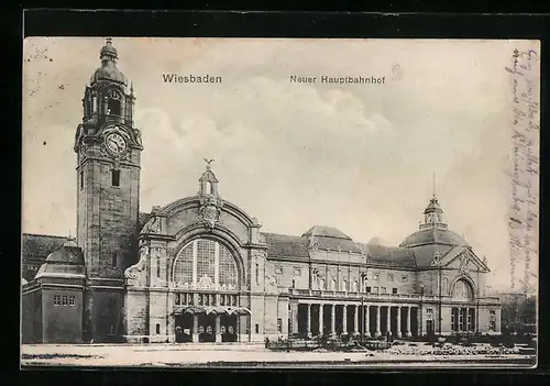 AK Wiesbaden, Blick auf den Neuen Hauptbahnhof