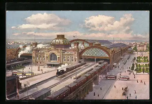 AK Dresden, Hauptbahnhof mit Bahnsteigen