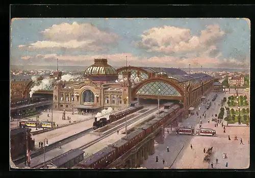 AK Dresden, Hauptbahnhof mit Bahnsteigen