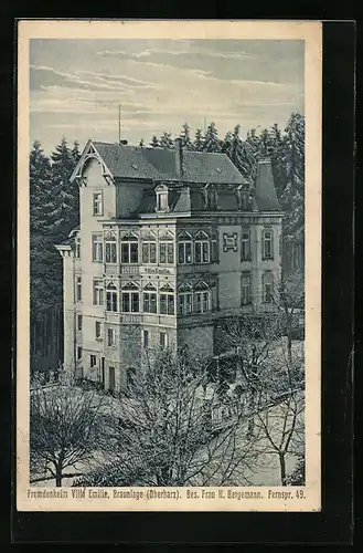 AK Braunlage /Oberharz, Hotel Villa Emilie von Frau H. Bergemann