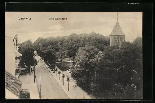 AK Berlin-Lankwitz, Alte Dorfkirche und Strasse aus der Vogelschau