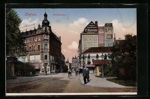 AK Crefeld, Hochstrasse im Abendlicht