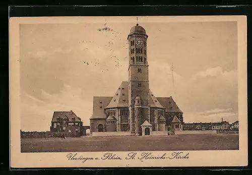 AK Uerdingen a. Rhein, Teilansicht mit St. Heinrichs-Kirche