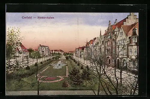 AK Crefeld, Blick auf den Bismarckplatz