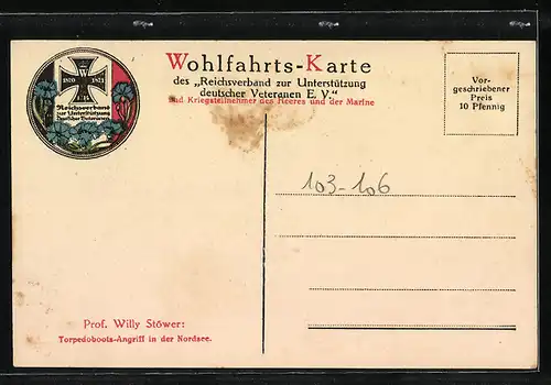 Künstler-AK Willy Stoewer: Torpedoboots-Angriff in der Nordsee bei unruhiger See