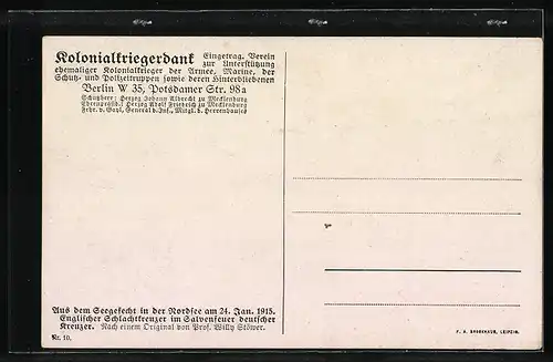 Künstler-AK Stoewer: Seegefecht in der Nordsee 1915, engl. Schlachtkreuzer steht im Salvenfeuer deutscher Kreuzer