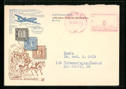 AK Berlin, Jubiläumsschau 100 Jahre Deutsche Briefmarke 1949