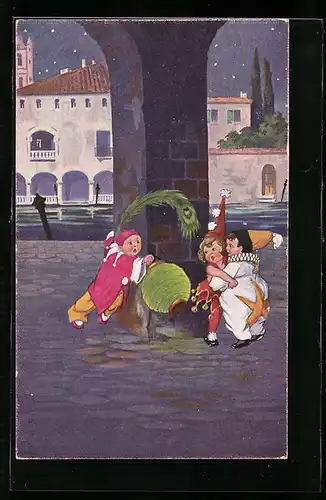 AK Harlekin beim Tanz