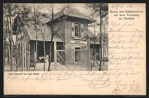 AK Durlach, Gasthaus Schützenhaus auf dem Turmberg