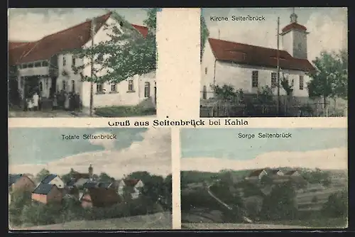 AK Seitenbrück bei Kahla, Gebäude mit Gruppe, Totalansicht, Sorge Seitenbrück