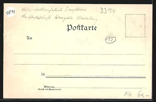 Lithographie Langelsheim, Sophien- und Marienhütte, Kirche, Bahnhof, Gesamtansicht