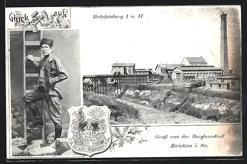 AK Zwickau i. Sa., Brückenberg I u. II, Bergmann