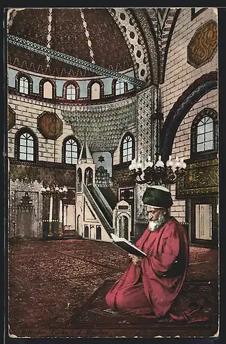 AK Mann auf Gebetsteppich in einer Moschee
