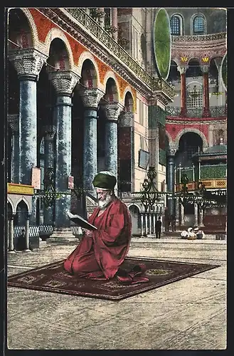 AK Constantinople, Interieur de Ste. Sophie, türkischer Imam
