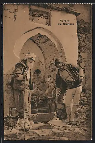 AK Älterer und jüngerer Türke am Brunnen
