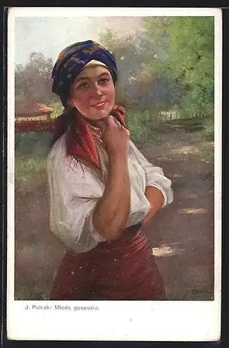 AK Mloda gosposia, Ukrainerin in Tracht mit Kopftuch