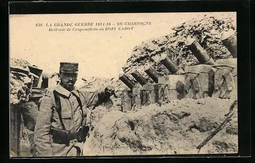 AK En Champagne, Grande Guerre 1914-16, Batterie de Crapouillots au Bois Sabot