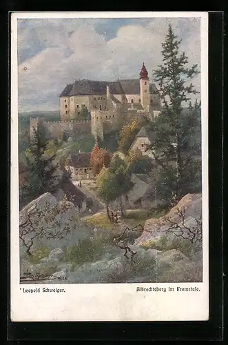 AK Albrechtsberg, Ortsansicht mit Blick auf die Burg Albrechtsberg