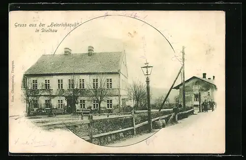 AK Dielhau, Gasthaus Heinrichsruh in Bahnhofsnähe