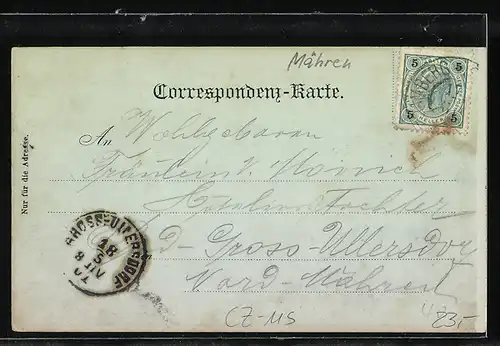 Mondschein-Lithographie Stramberk, Koutouc a Hrad, Lecebni dum, lanze a restaurace