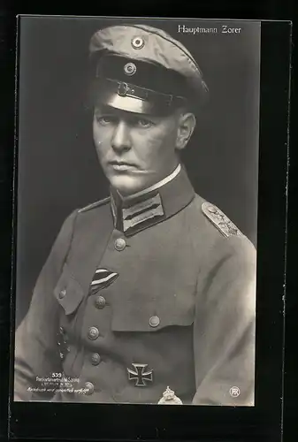 Foto-AK Sanke Nr. 539: Hauptmann Zorer in Uniform mit Eisernem Kreuz