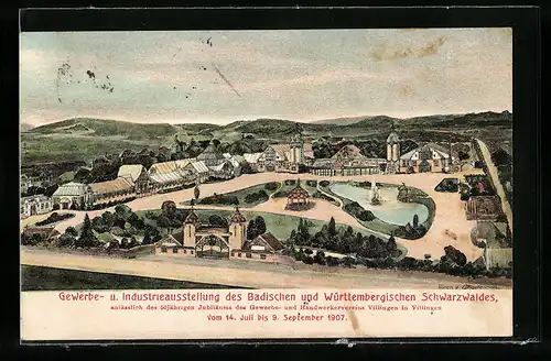 AK Villingen, Gewerbe- und Industrie-Ausstellung des Badischen und Württembergischen Schwarzwaldes 1907