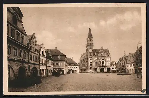 AK Friedland / Frydlant, Marktplatz mit Hotel zum weissen Ross