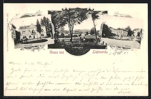 AK Liebwerda, Villa Anna, Curplatz, Ortsansicht