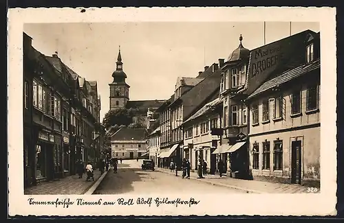 AK Niemes am Roll, Strasse mit Kirche