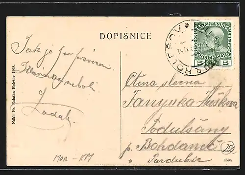 AK Holesov, Teilansicht mit Strassenpartie