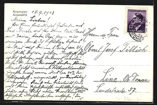 AK Kremsier, Teilansicht mit Kirche und Baum