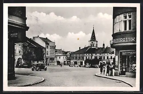 AK Wallachisch Meseritsch, Námesti, Geschäfte am Marktplatz